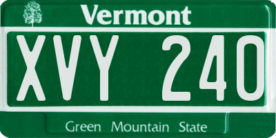 VT license plate XVY240