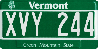 VT license plate XVY244