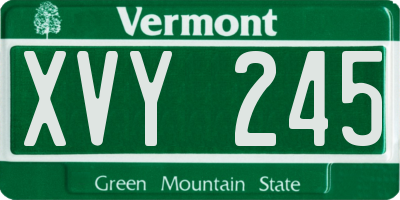 VT license plate XVY245