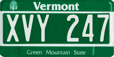 VT license plate XVY247