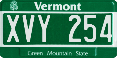 VT license plate XVY254