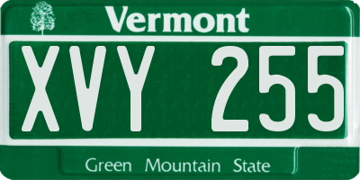 VT license plate XVY255