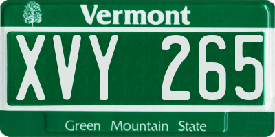 VT license plate XVY265