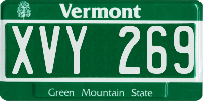 VT license plate XVY269