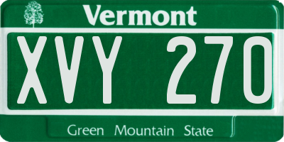 VT license plate XVY270