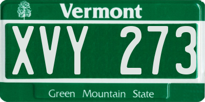 VT license plate XVY273
