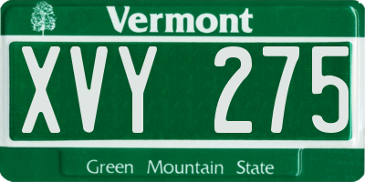 VT license plate XVY275