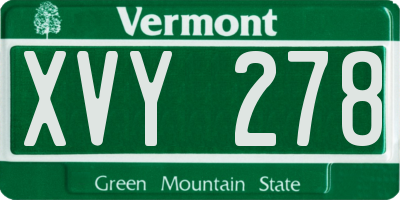 VT license plate XVY278