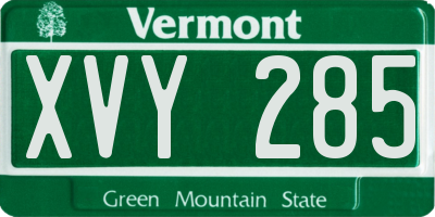 VT license plate XVY285