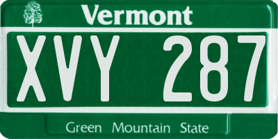 VT license plate XVY287