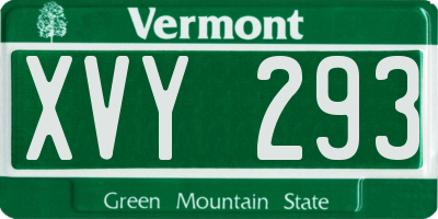 VT license plate XVY293