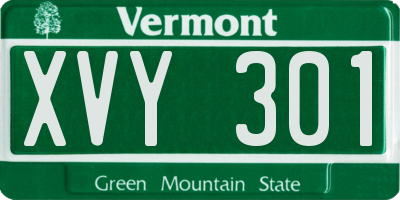 VT license plate XVY301