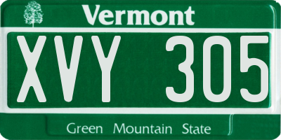 VT license plate XVY305