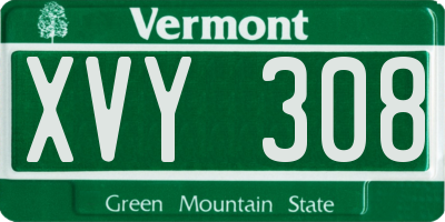 VT license plate XVY308