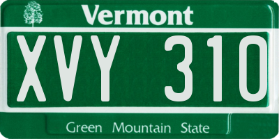 VT license plate XVY310