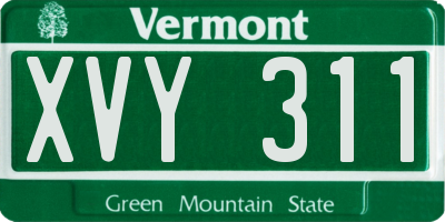 VT license plate XVY311