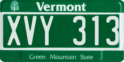 VT license plate XVY313