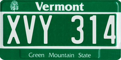 VT license plate XVY314