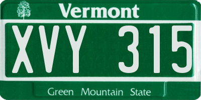 VT license plate XVY315