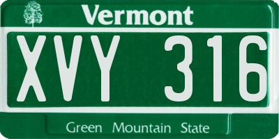 VT license plate XVY316
