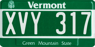 VT license plate XVY317