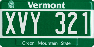 VT license plate XVY321