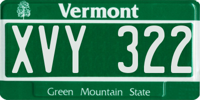 VT license plate XVY322