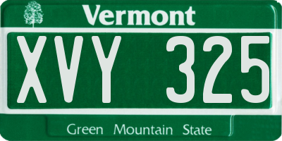 VT license plate XVY325
