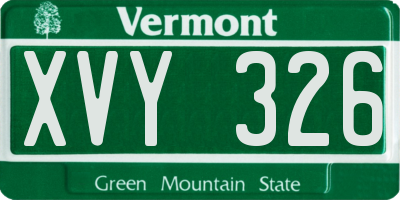 VT license plate XVY326