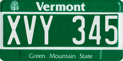 VT license plate XVY345