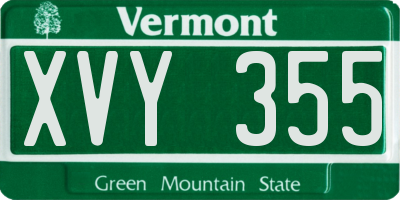 VT license plate XVY355