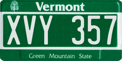 VT license plate XVY357