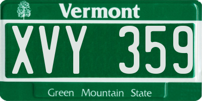 VT license plate XVY359