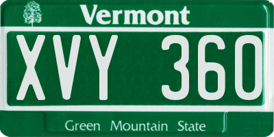 VT license plate XVY360