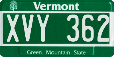 VT license plate XVY362