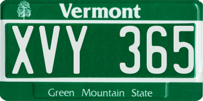 VT license plate XVY365