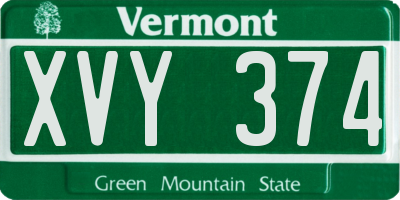 VT license plate XVY374
