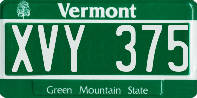 VT license plate XVY375