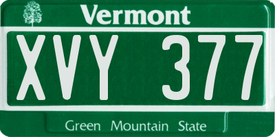 VT license plate XVY377