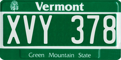 VT license plate XVY378