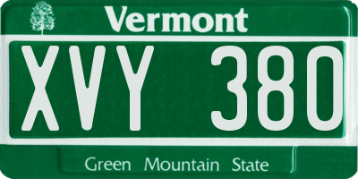 VT license plate XVY380