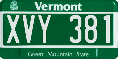 VT license plate XVY381