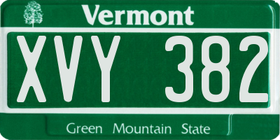 VT license plate XVY382