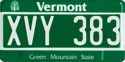 VT license plate XVY383