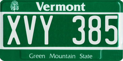 VT license plate XVY385