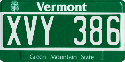 VT license plate XVY386