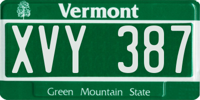VT license plate XVY387