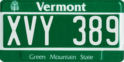 VT license plate XVY389