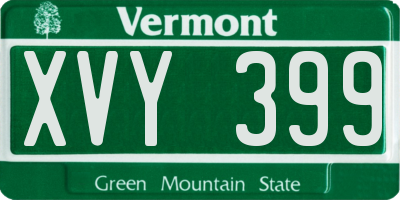 VT license plate XVY399