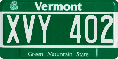 VT license plate XVY402